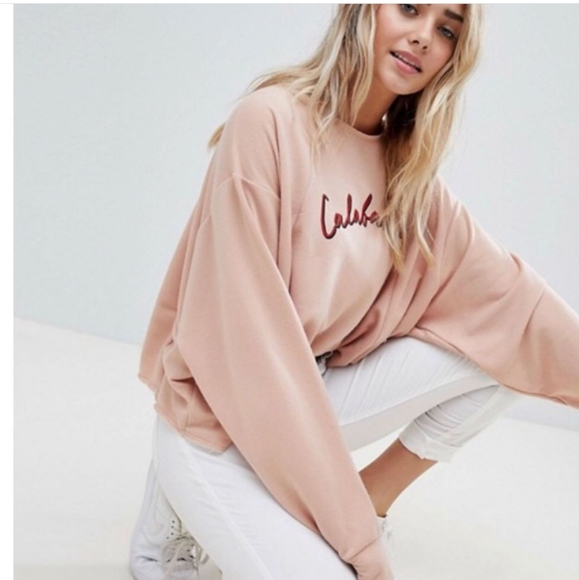 Missguided blush ‘Calabasas’ oversized sweatshirt - Picture 2 of 8